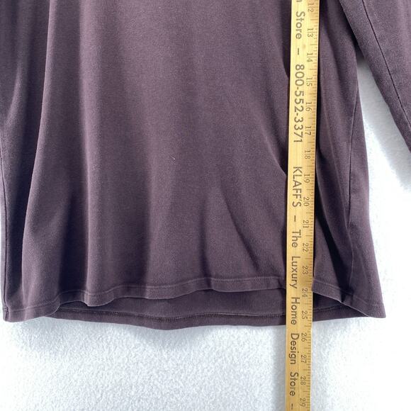 EILEEN FISHER Top M Stretch Organic Cotton Jersey 3/4 Sleeve Brown USA - Picture 9 of 10